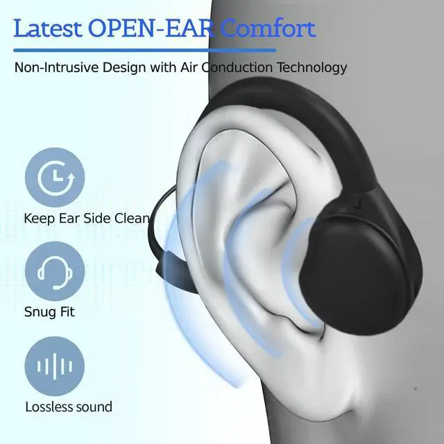 Alt view image 3 of 6 - H08A Open Ear Wired Headphones for School Stereo Gaming Headset Air Conduction Lightweight Design Prefect for Homework,Study,Work,Game(Enhanced Plug-in Mic)