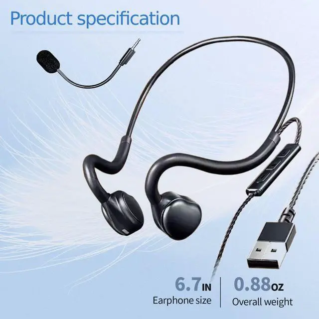Alt view image 5 of 6 - H08A Open Ear Wired Headphones for School Stereo Gaming Headset Air Conduction Lightweight Design Prefect for Homework,Study,Work,Game(Enhanced Plug-in Mic)