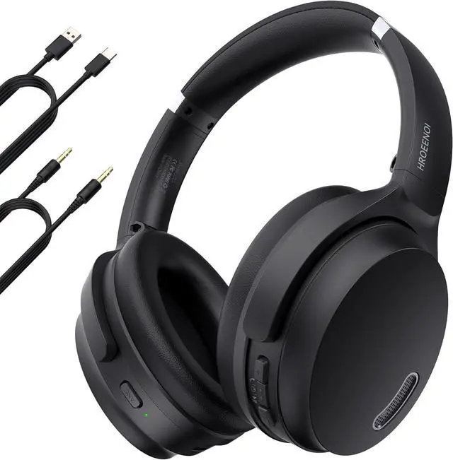 Main image of HROEENOI Wireless Bluetooth Over Ear Headphones with Active Noise Cancelling - Long Battery Life - Foldable Design - Perfect for Home and Workout