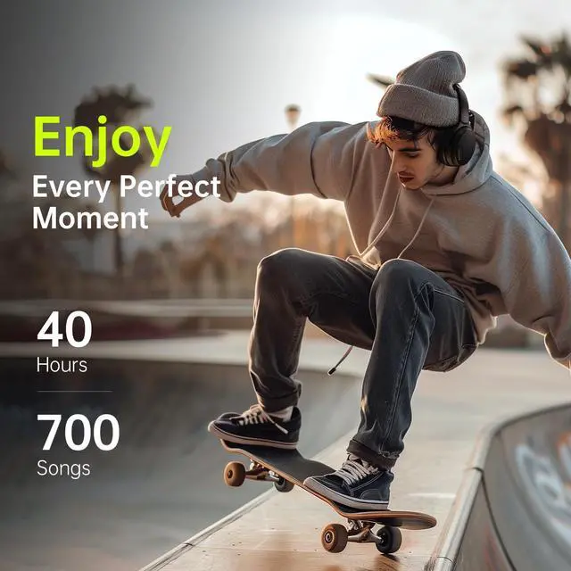 Alt view image 5 of 6 - HROEENOI Wireless Bluetooth Over Ear Headphones with Active Noise Cancelling - Long Battery Life - Foldable Design - Perfect for Home and Workout