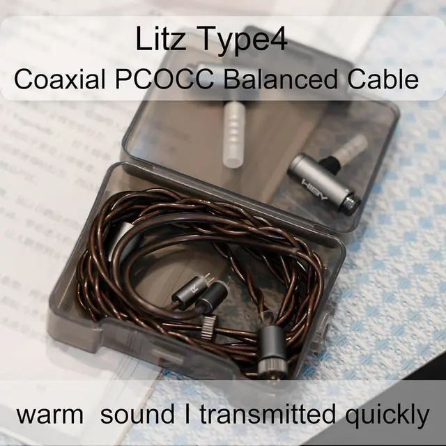 Alt view image 4 of 7 - HiBy Cu4 Balance Earphone Cable Coaxial O.C.C. Litz Type4 2-in-1 Wire 4Pin-Lock Plugs 3.5mm+4.4mm Jack