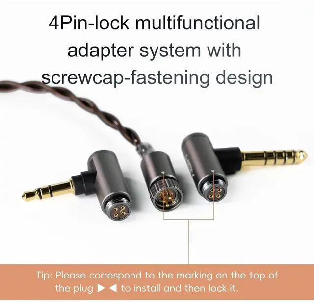 Alt view image 6 of 7 - HiBy Cu4 Balance Earphone Cable Coaxial O.C.C. Litz Type4 2-in-1 Wire 4Pin-Lock Plugs 3.5mm+4.4mm Jack