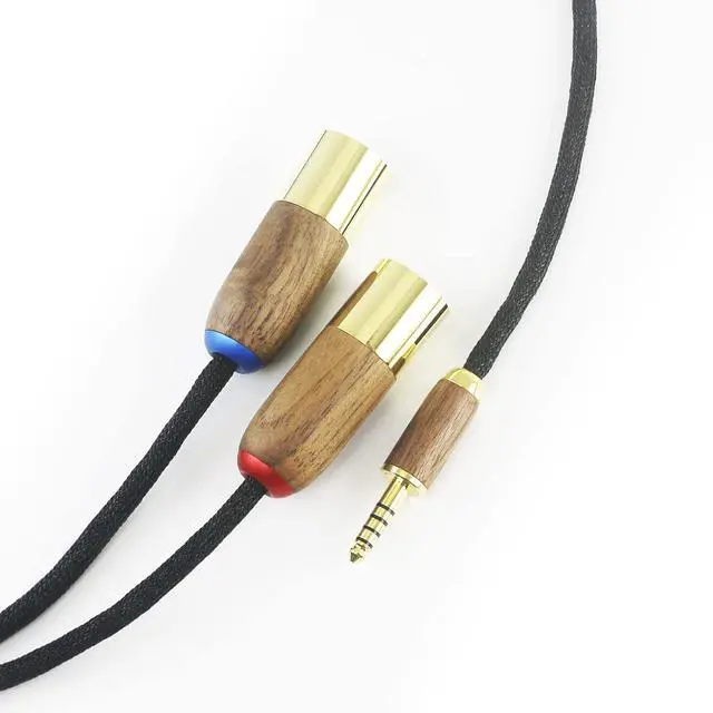 Alt view image 5 of 6 - NewFantasia 4.4mm Balanced Male to 2 XLR Male Audio Adapter Cable 6N OCC Copper Silver Plated Cord Walnut Wood Shell 4.4mm to 2 XLR Balanced Cable 1.5m/4.9ft/59inches
