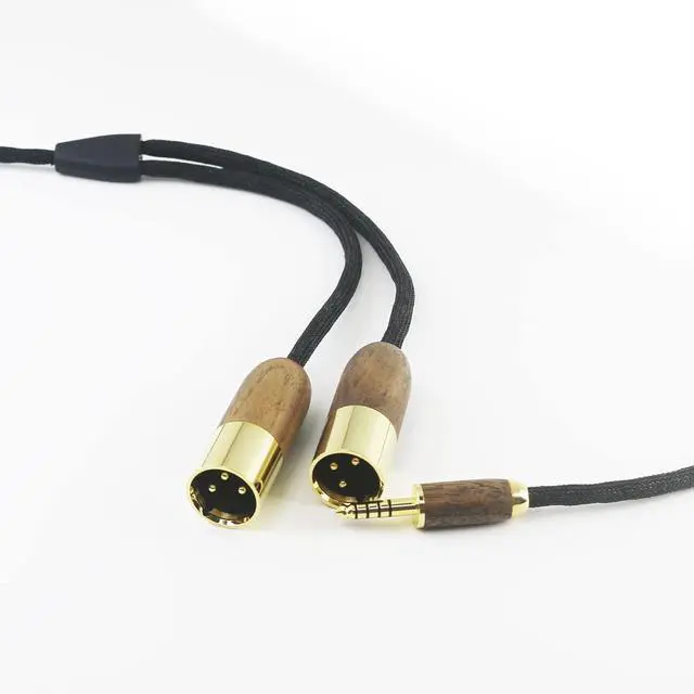 Alt view image 6 of 6 - NewFantasia 4.4mm Balanced Male to 2 XLR Male Audio Adapter Cable 6N OCC Copper Silver Plated Cord Walnut Wood Shell 4.4mm to 2 XLR Balanced Cable 1.5m/4.9ft/59inches