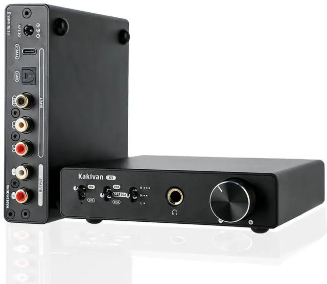 Main image of K5 DAC Headphone Amplifier, ES9039Q2M Chip Digital-to-Analog Audio Converter, USB Type C/Optical/Coaxial to RCA/6.35MM/3.5MM AUX for Phone/MAC, RCA Input Converter for Home Audio Amplifier.