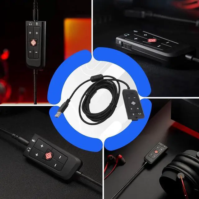 Alt view image 7 of 7 - USB to 3.5mm Jack Audio Sound Card Adapter for Kingston Cloud II, Gaming Headset 7.1 Channel USB Sound Card for PS5, for Series X S