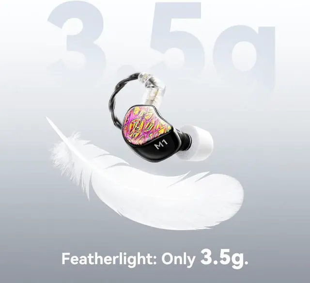 Alt view image 4 of 7 - Tipsy M1 in Ear Monitor, World's First Bamboo Fiber Diaphragm, 36dB PNC, Skin-Friendly Resin Faceplate, Secure Fit, Single DD, Detachable 0.78mm 2-Pin Cable(No Mic, Red)