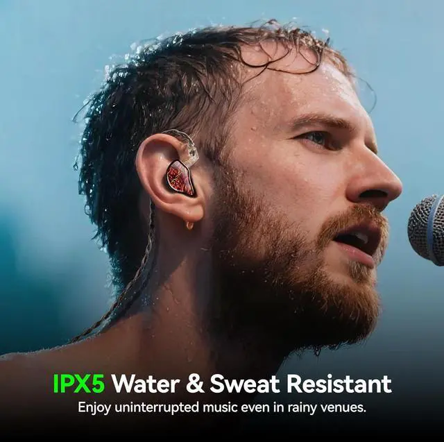 Alt view image 5 of 7 - Tipsy M1 in Ear Monitor, World's First Bamboo Fiber Diaphragm, 36dB PNC, Skin-Friendly Resin Faceplate, Secure Fit, Single DD, Detachable 0.78mm 2-Pin Cable(No Mic, Red)