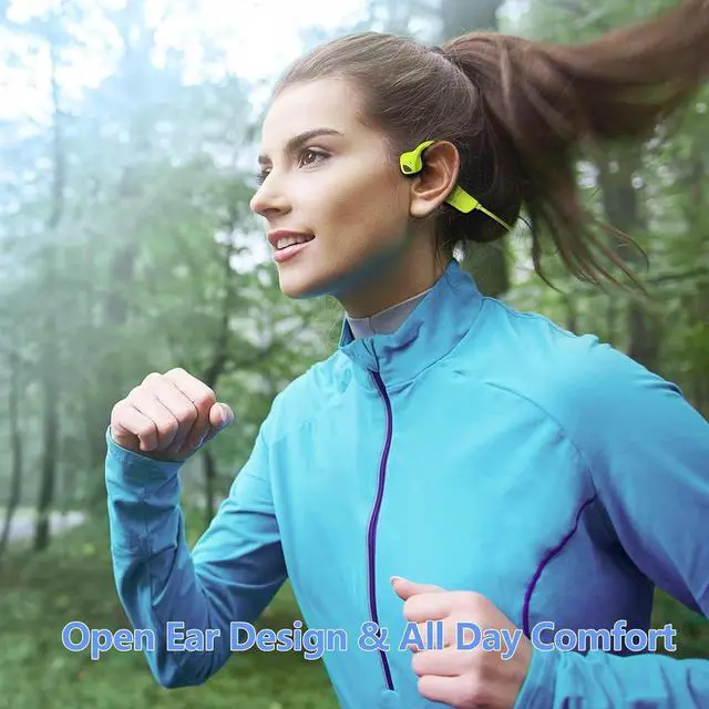 Alt view image 4 of 7 - Bone Conduction Headphones, Open Ear Bluetooth 5.0 Headset, Lightweight Sweatproof Wireless Sport Earphones with HD Microphone, 8H Playtime for Running, Cycling, Workouts