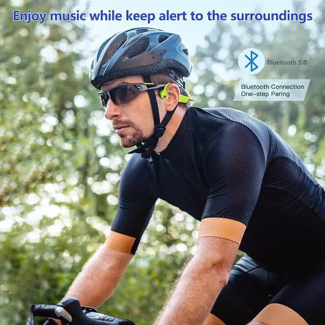 Alt view image 5 of 7 - Bone Conduction Headphones, Open Ear Bluetooth 5.0 Headset, Lightweight Sweatproof Wireless Sport Earphones with HD Microphone, 8H Playtime for Running, Cycling, Workouts