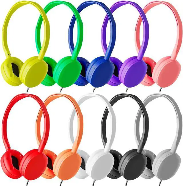 Main image of Maeline Wired On-Ear Headphones, Stereo Sound Headset with Silicone Earpads for Classroom (K-12 - College) Student Online Learning, TV, Library, Travel, 3.5mm Jack - 40 Pack - Bulk Wholesale