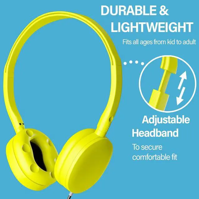 Alt view image 2 of 7 - Maeline Wired On-Ear Headphones, Stereo Sound Headset with Silicone Earpads for Classroom (K-12 - College) Student Online Learning, TV, Library, Travel, 3.5mm Jack - 40 Pack - Bulk Wholesale