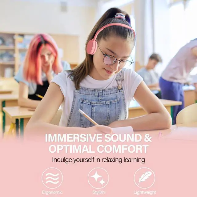 Alt view image 4 of 7 - Maeline Wired On-Ear Headphones, Stereo Sound Headset with Silicone Earpads for Classroom (K-12 - College) Student Online Learning, TV, Library, Travel, 3.5mm Jack - 40 Pack - Bulk Wholesale