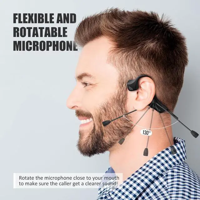 Alt view image 2 of 7 - Bluetooth Headset with Microphone, Open Ear Headphones with Mic, Noise Cancelling Multipoint Connect Bluetooth 5.0 Earphones, Sweatproof Wireless Headphone for Work, Driving, Meeting