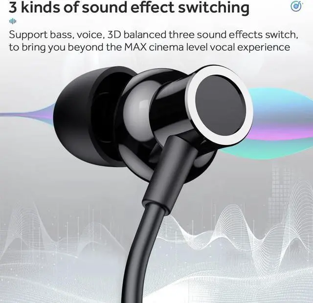 Alt view image 6 of 7 - Sport Neckband Headphones Bluetooth 5.3 in Ear 100 Hours Working Time with LED Battery Indicator Magnetic Neckband Wireless Stereo Headset IPX5 Waterproof for Sports/Workout/Office