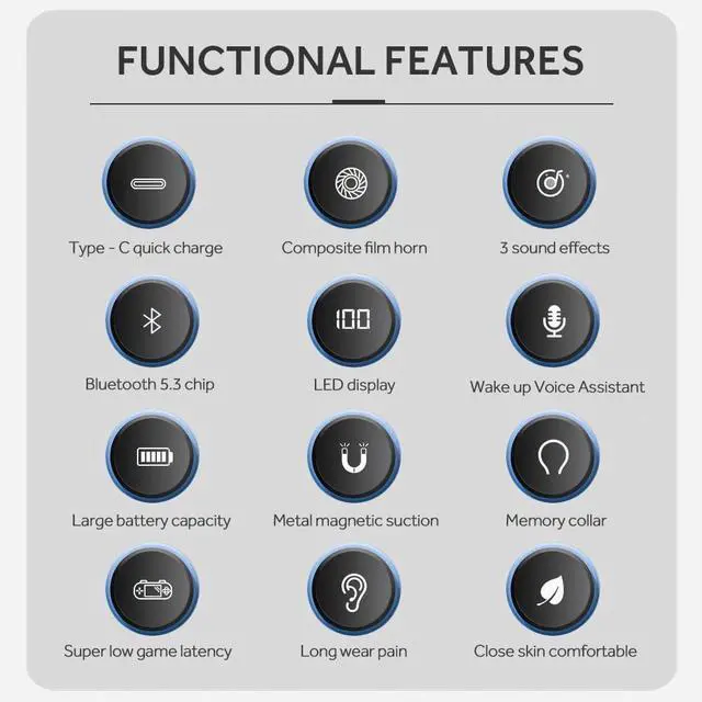 Alt view image 7 of 7 - Sport Neckband Headphones Bluetooth 5.3 in Ear 100 Hours Working Time with LED Battery Indicator Magnetic Neckband Wireless Stereo Headset IPX5 Waterproof for Sports/Workout/Office