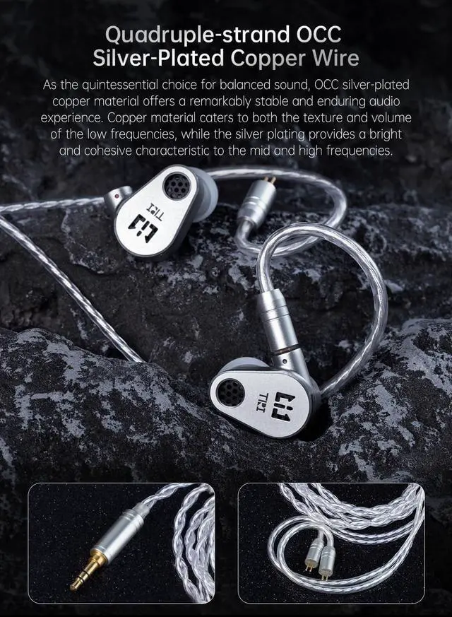 Alt view image 2 of 7 - EZ EAR TRI Draco Open-Back Enclosure 2*DD HiFi IEM in Ear Monitor HiFi Wired Earbuds with 8MM Third-Generation LCP Diaphragm Dynamic Driver Gaming Earbuds for Singers Musicians