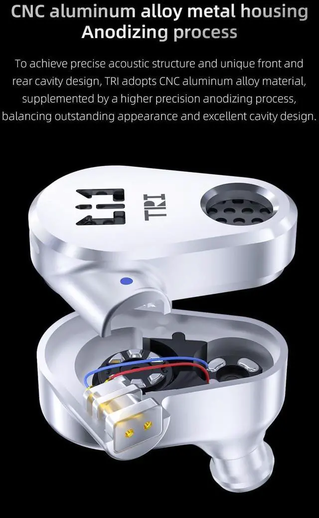 Alt view image 5 of 7 - EZ EAR TRI Draco Open-Back Enclosure 2*DD HiFi IEM in Ear Monitor HiFi Wired Earbuds with 8MM Third-Generation LCP Diaphragm Dynamic Driver Gaming Earbuds for Singers Musicians