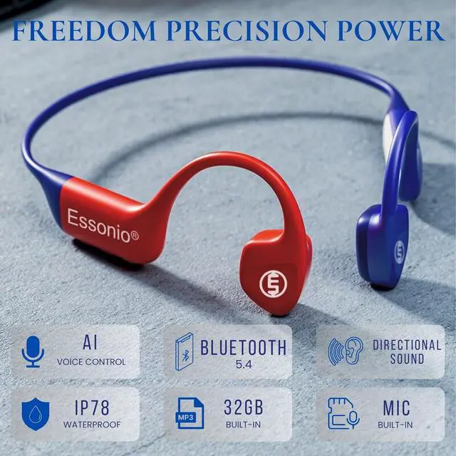 Alt view image 2 of 7 - Premium Bone Conduction Headphones for Swimming  IP78 Waterproof, 32GB MP3, Bluetooth 5.4, Noise Reduction, Award-Winning Luxury Open-Ear Design for Sports & Running