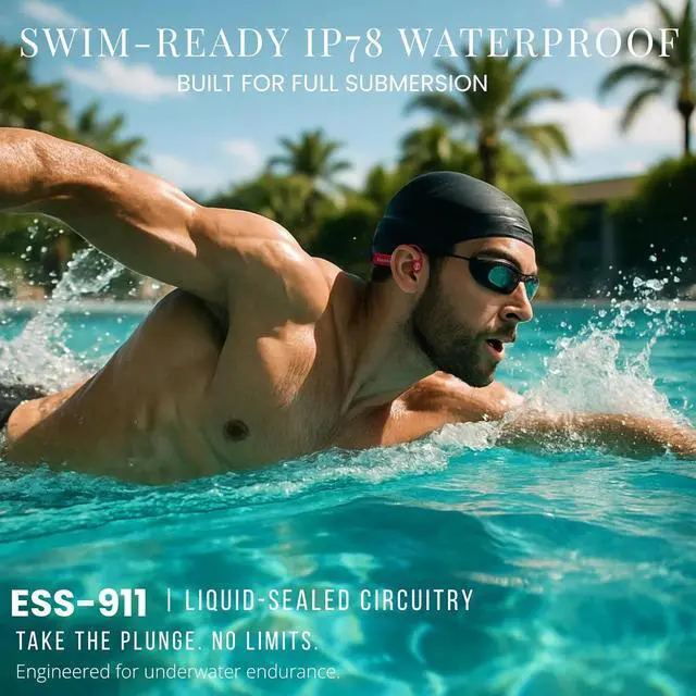 Alt view image 3 of 7 - Premium Bone Conduction Headphones for Swimming  IP78 Waterproof, 32GB MP3, Bluetooth 5.4, Noise Reduction, Award-Winning Luxury Open-Ear Design for Sports & Running