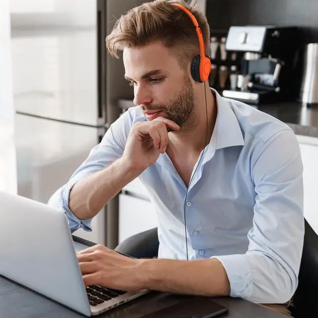 Alt view image 6 of 7 - Maeline Black Wired Headphones with Microphone, Bulk 20 Pack On-Ear Headsets with 3.5mm Jack  Leatherette Cushions, Adjustable, Stackable, Ideal for Classrooms, Offices, Remote Work, Testing