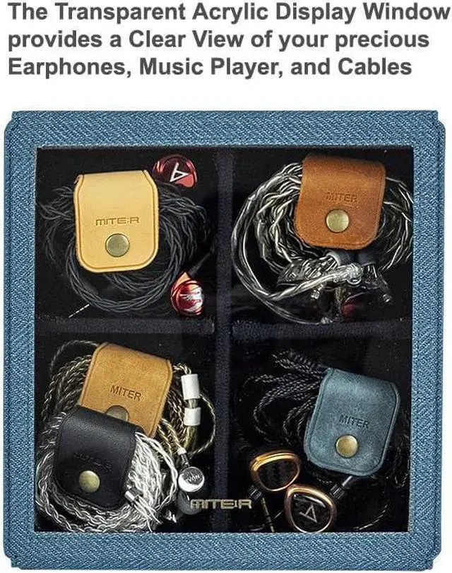 Alt view image 2 of 7 - MITER Carrying Case for FiiO iBasso Sony Shanling HiBy Cayin Astell&Kern Questyle, Handmade Acrylic Window Hard Storage Box for IEM Earphones + Digital Audio Player (Acrylic 4 Earphones Case-Blue)