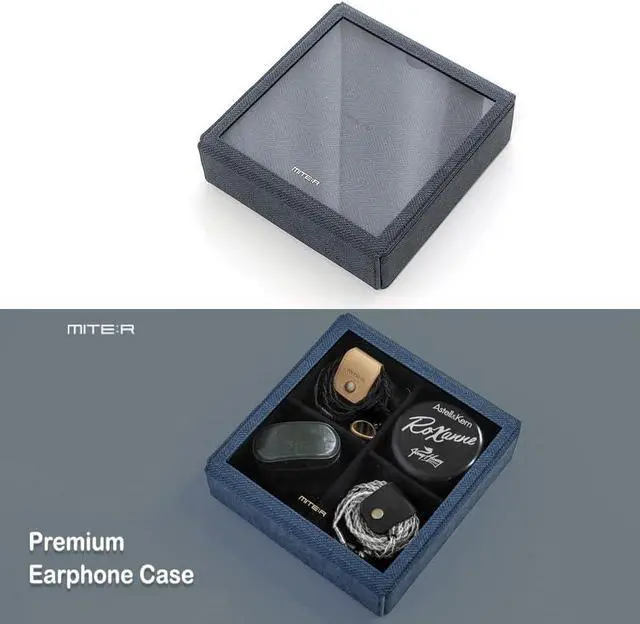 Alt view image 6 of 7 - MITER Carrying Case for FiiO iBasso Sony Shanling HiBy Cayin Astell&Kern Questyle, Handmade Acrylic Window Hard Storage Box for IEM Earphones + Digital Audio Player (Acrylic 4 Earphones Case-Blue)