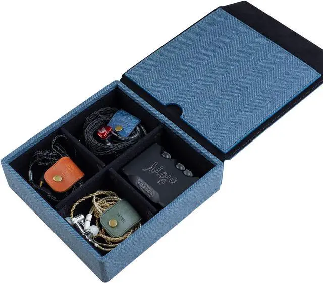 Alt view image 7 of 7 - MITER Carrying Case for FiiO iBasso Sony Shanling HiBy Cayin Astell&Kern Questyle, Handmade Acrylic Window Hard Storage Box for IEM Earphones + Digital Audio Player (Acrylic 4 Earphones Case-Blue)