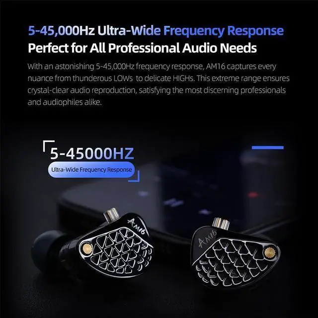 Alt view image 5 of 7 - KZ AM16 Professional HiFi Earphones  8-Unit Balanced Armature in-Ear Headphones with Powerful Bass and High Fidelity, Replaceable Cable Earbuds (Without Mic, Bass-Enhanced Edition)