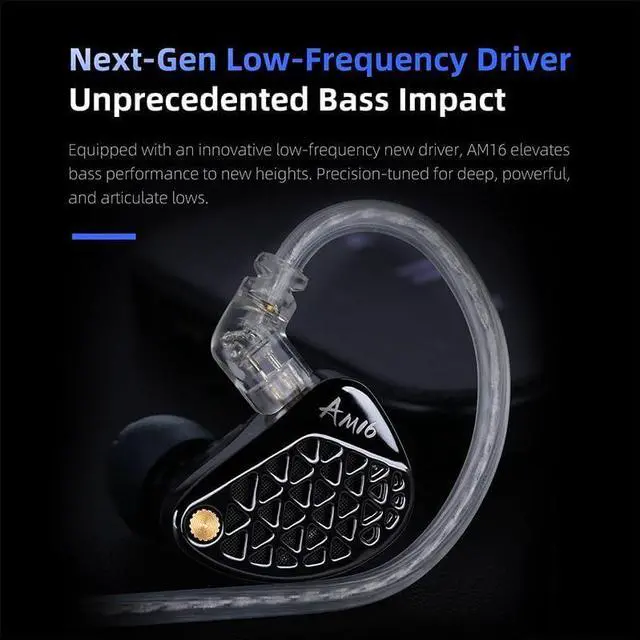 Alt view image 6 of 7 - KZ AM16 Professional HiFi Earphones  8-Unit Balanced Armature in-Ear Headphones with Powerful Bass and High Fidelity, Replaceable Cable Earbuds (Without Mic, Bass-Enhanced Edition)