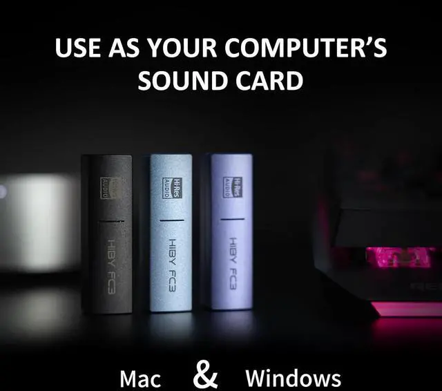 Alt view image 6 of 7 - HiBy FC3 USB DAC with Display Hi-Res Audio 112mW Output Power Support PCM DSD MQA dongle for iPhone/MAC/Android/Windows(Blue)