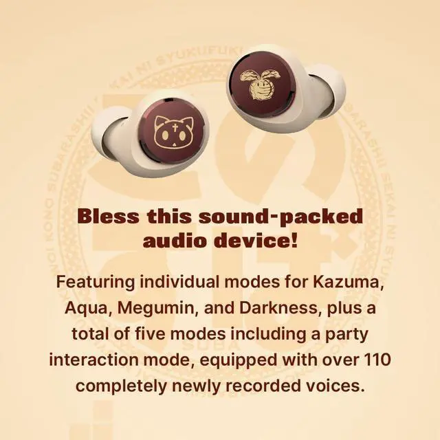 Alt view image 3 of 7 - AVIOT KonoSuba: God's Blessing on This Wonderful World! Wireless Earbuds TE-D01v-KSB, Officially Licensed (Exclusive Edition) Special Package, Design, Japanese Special Voice, Noise Canceling Earbuds