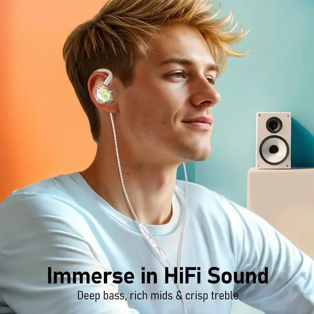 Alt view image 2 of 7 - Vibes 202ML Wired Earbuds - HiFi in Ear Headphones for iPhone 514, Noise-Isolating Ear Buds w/ Mic - Clear Sound, Deep Bass, Comfort-Fit Earphones - MMCXLightning, Silver Plated Cord, Carrying Case
