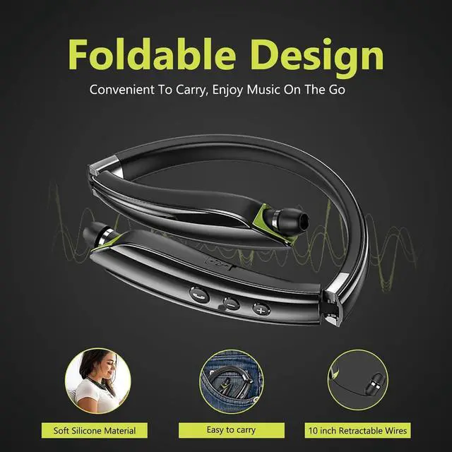 Alt view image 2 of 7 - Neckband Bluetooth Headphones Wireless Earbuds Noise Cancelling Headphones Neckband Earbuds with Magnetic Design Wireless for Sport Support Retractable and Foldable -XJLJW01