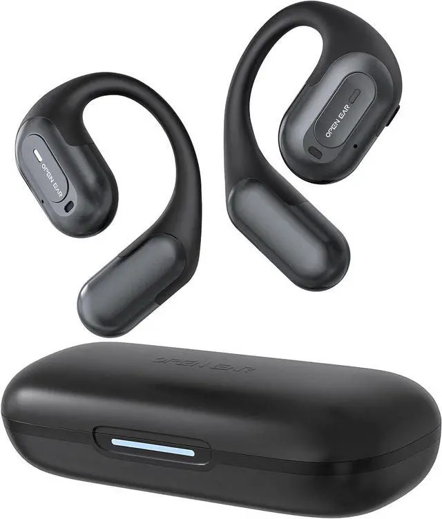 Main image of Open Ear Headphones Wireless Earbuds with LED Display & Microphone, IPX7 Waterproof Bluetooth Headphones with 40 Hours of Playtime, Fast Charging,Earphones for Running, Cycling Workouts
