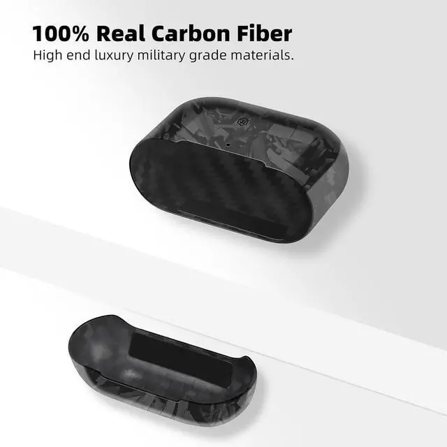 Alt view image 3 of 7 - MONOCARBON Real Forged Carbon Fiber Case for Airpods 4,Ultra Light & Thin/Scratch Resistant Protective Hard Cover for 2024 New 4th Generation Airpods,Compatible with MagSafe Wireless Charging