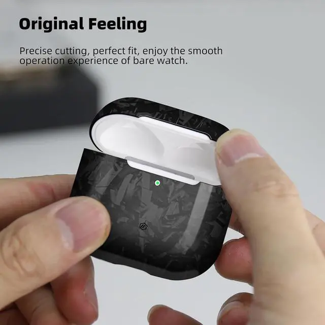 Alt view image 6 of 7 - MONOCARBON Real Forged Carbon Fiber Case for Airpods 4,Ultra Light & Thin/Scratch Resistant Protective Hard Cover for 2024 New 4th Generation Airpods,Compatible with MagSafe Wireless Charging