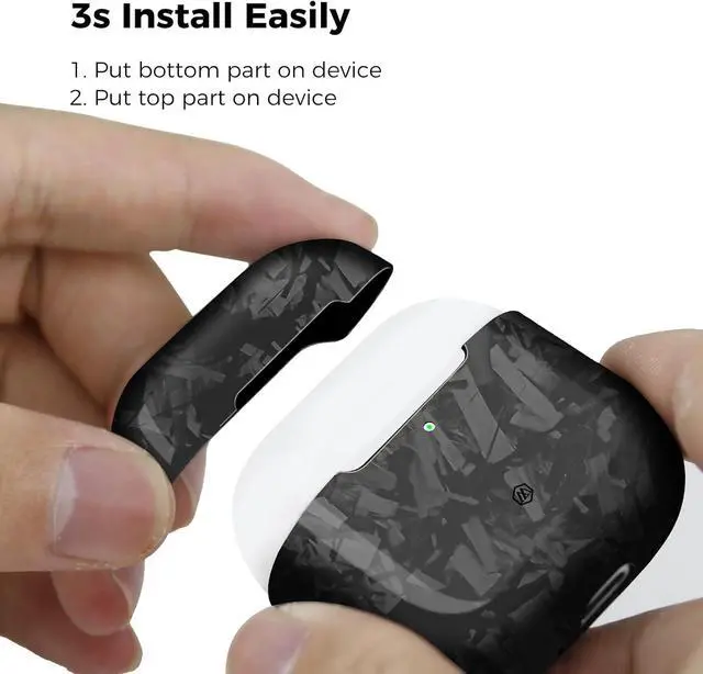 Alt view image 7 of 7 - MONOCARBON Real Forged Carbon Fiber Case for Airpods 4,Ultra Light & Thin/Scratch Resistant Protective Hard Cover for 2024 New 4th Generation Airpods,Compatible with MagSafe Wireless Charging