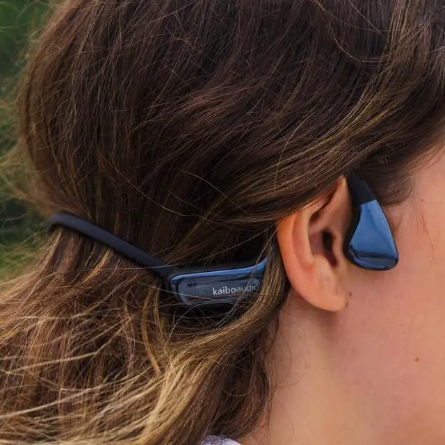Alt view image 7 of 7 - Kaibo Flow - Bone Conduction Headphones with Noise-Cancelling Mic - Adjustable Headband - USB-C Quick Charge - IPX67 Waterproof - Sport Headset for Gym, Running, Cycling