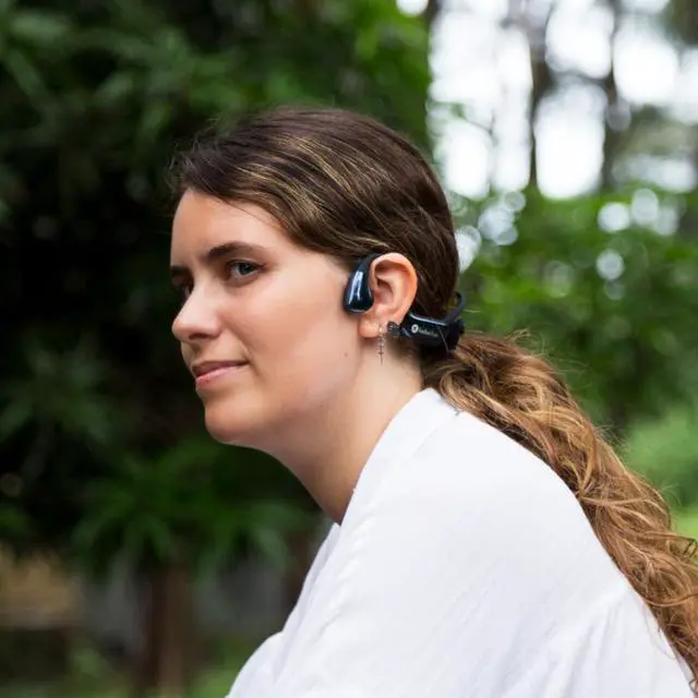 Alt view image 6 of 7 - Kaibo Flow - Bone Conduction Headphones with Noise-Cancelling Mic - Adjustable Headband - USB-C Quick Charge - IPX67 Waterproof - Sport Headset for Gym, Running, Cycling