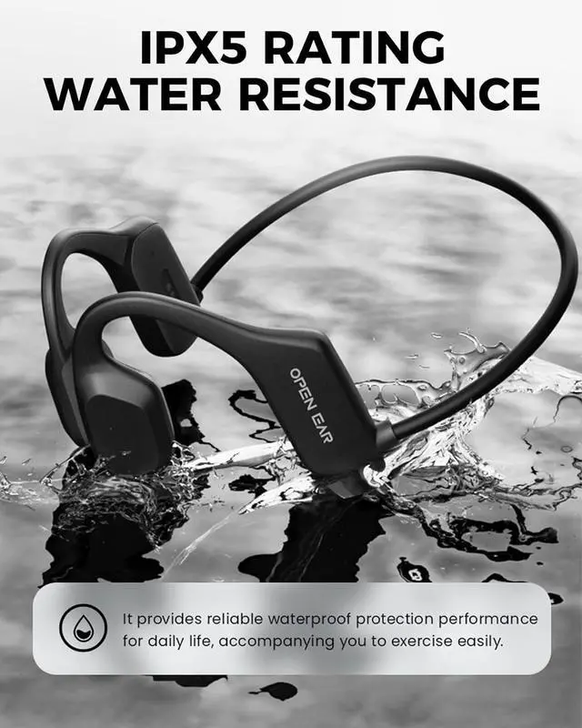 Alt view image 3 of 7 - UltraComfort Open-Ear Bone Conduction Headphones - Wireless Bluetooth 5.3 Headsets, IPX5 Waterproof, 8H Playtime, Glasses-Friendly Design for Sports & Daily Use