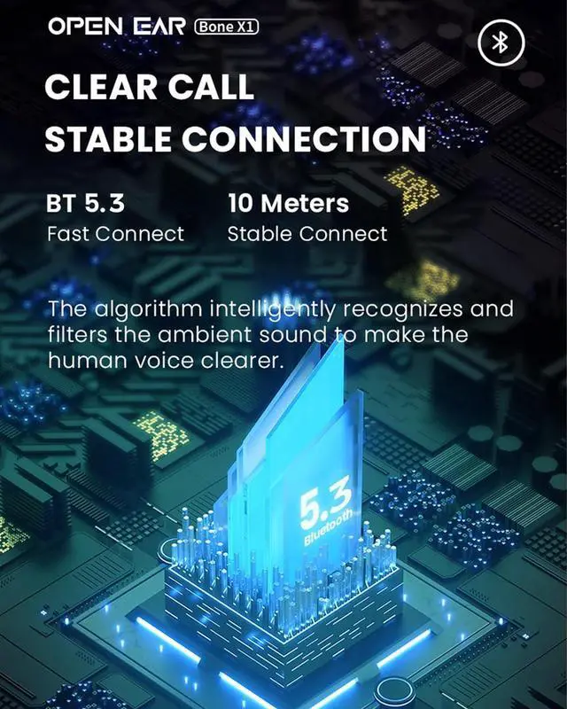 Alt view image 4 of 7 - UltraComfort Open-Ear Bone Conduction Headphones - Wireless Bluetooth 5.3 Headsets, IPX5 Waterproof, 8H Playtime, Glasses-Friendly Design for Sports & Daily Use