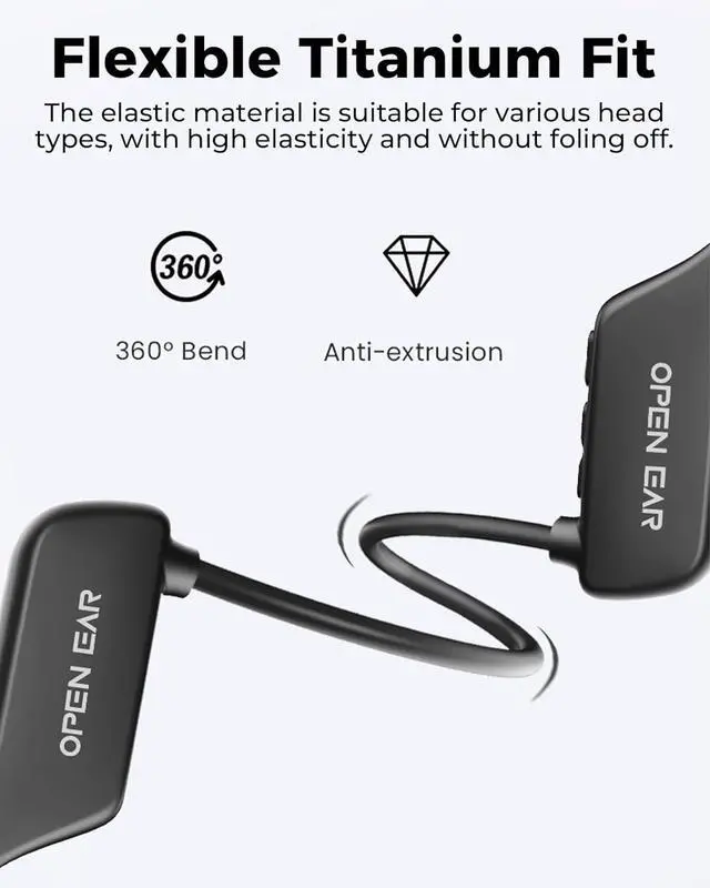 Alt view image 6 of 7 - UltraComfort Open-Ear Bone Conduction Headphones - Wireless Bluetooth 5.3 Headsets, IPX5 Waterproof, 8H Playtime, Glasses-Friendly Design for Sports & Daily Use