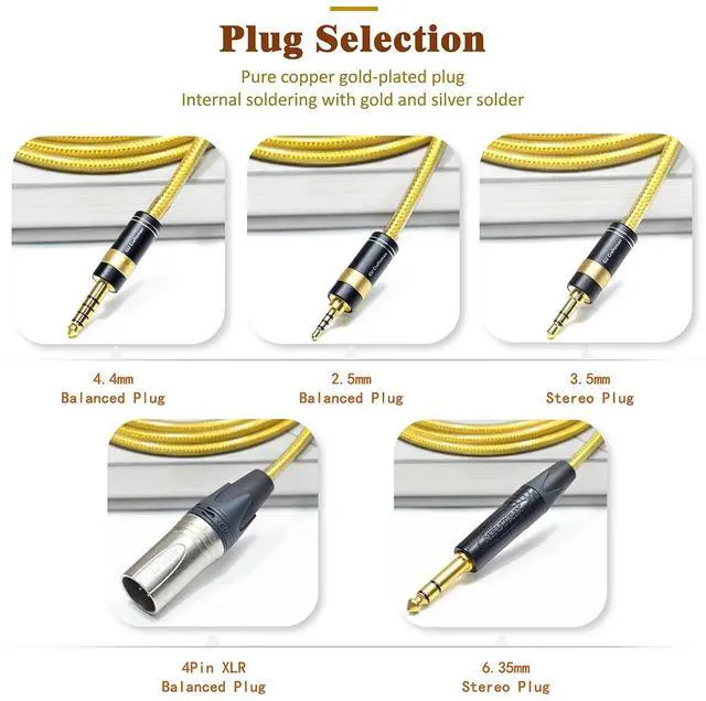 Alt view image 6 of 7 - GUCraftsman 6N OFC Silver-Plated with Metal Shielding Layer 4.4mm 3.5mm Headphone Upgrade Cable for SENNHEISER HD599 HD560S HD505 HD569 HD599 SE HD550 HD400S HD400 PRO (4.4mm Plug)