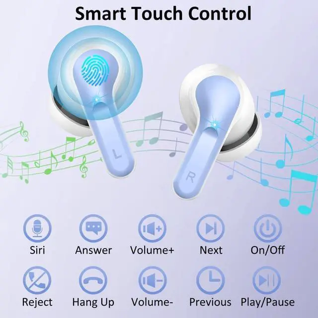 Alt view image 6 of 7 - Wireless Earbuds, Bluetooth 5.4 Headphones 2025 NEW Ear Buds 40H Bass Stereo in-Ear Earphones ENC Noise Cancelling Earbuds with 4 HD Mic, USB-C LED Display IP7 Waterproof Sport Headset for Android iOS