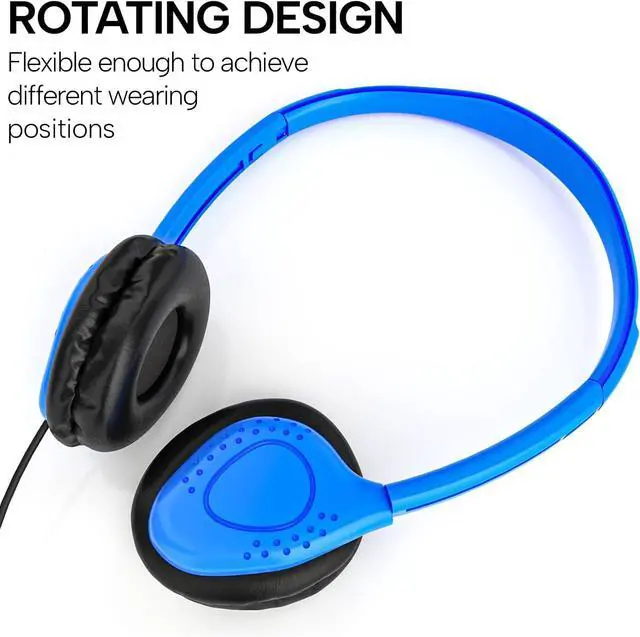 Alt view image 3 of 7 - Maeline Bulk Classroom Headphones with Microphone, Wired On-Ear Leather Headphones Stereo Headset for Kids Online Learning, Library, School, Airplane, Travel - 3.5mm Plug - Multi Colors, 40 Pack