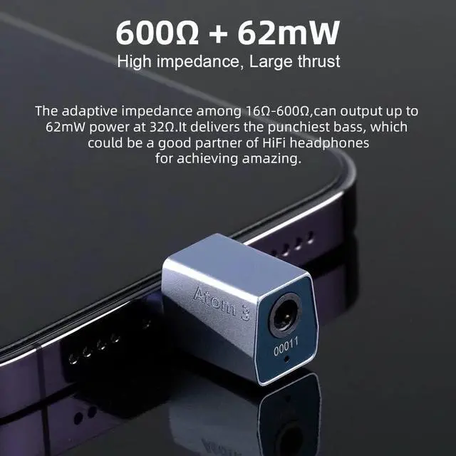 Alt view image 4 of 6 - Audirect ATOM3 Decoding Headphone Amplifier All-in-one Machine,ESSS9280 AC PRO Chip,High-Performance DAC Portable Phone Decoder DAC Headphone Amplifier PCM768/SD512,Suitable for Smartphones