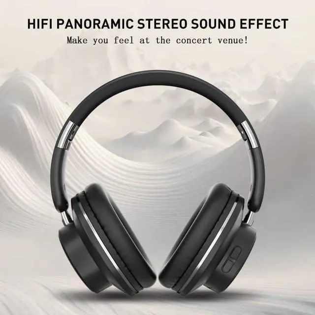 Alt view image 2 of 5 - Bluetooth Over-Ear Headphones, Foldable Wireless Headphones with Hidden Mic for Cell Phone, PC, Laptop, Suitable for Music, School, Workouts, and Gaming (Black)