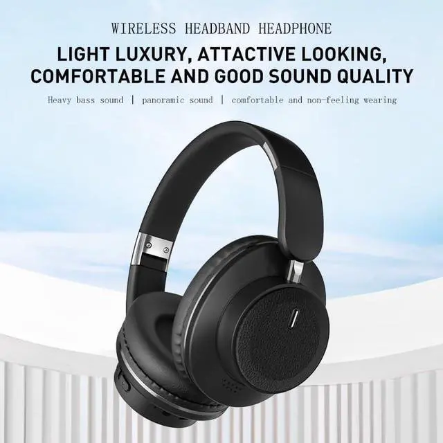 Alt view image 4 of 5 - Bluetooth Over-Ear Headphones, Foldable Wireless Headphones with Hidden Mic for Cell Phone, PC, Laptop, Suitable for Music, School, Workouts, and Gaming (Black)