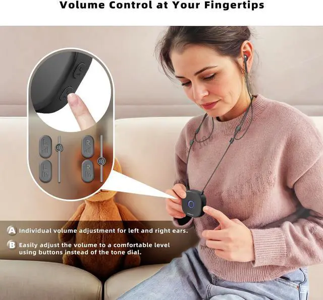 Alt view image 7 of 7 - Holdsound TV Headphones Wireless for Seniors, Neckband Wireless Headphones for TV with USB Extension Cable Transmitter, 15hrs Playtime, No Audio Delay, Enhanced Volume, Black